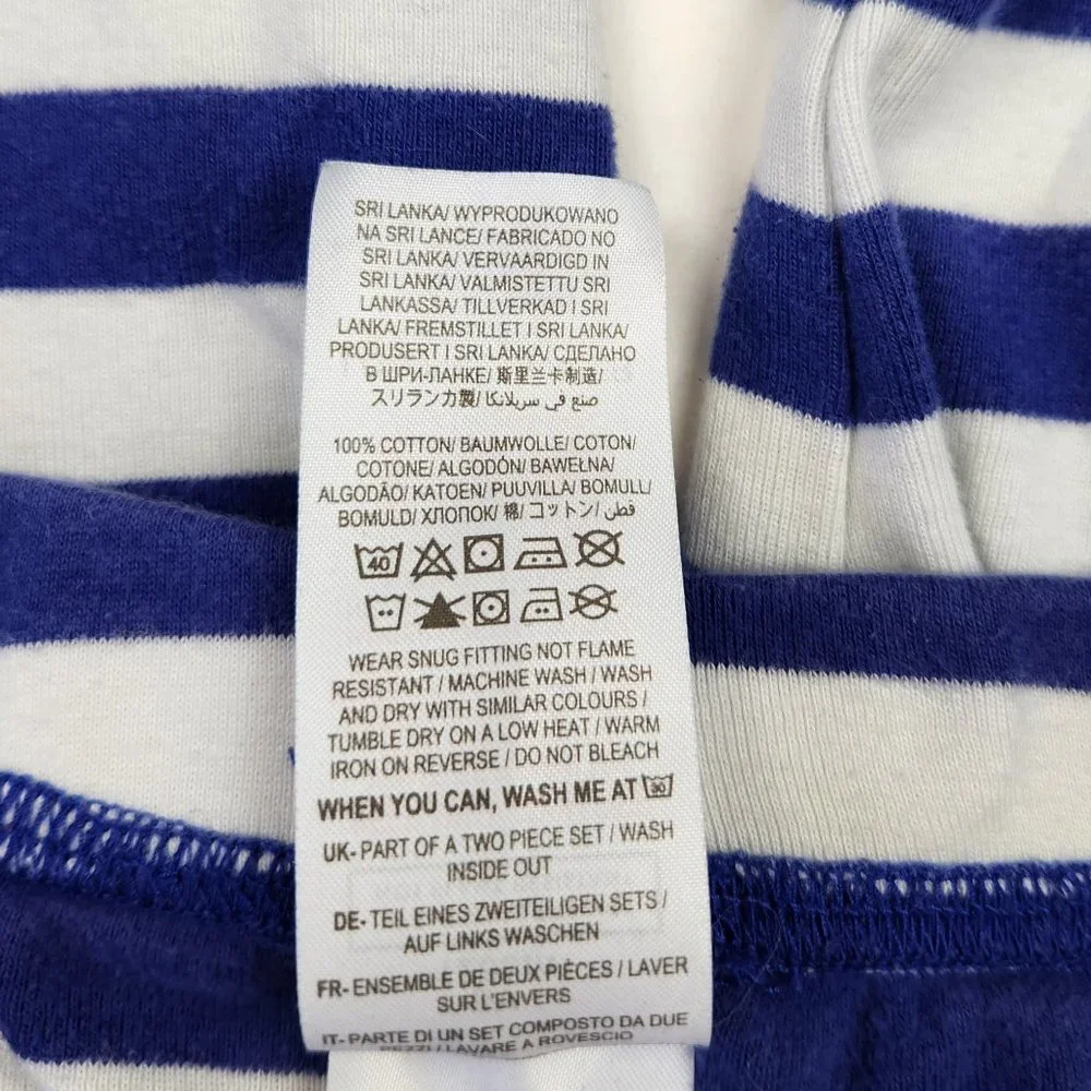 Mini Boden Blue White Striped Snug Long John Pajama Pants sz 8